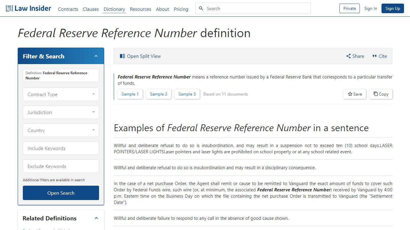 Federal Reserve Reference Number Definition | Law Insider